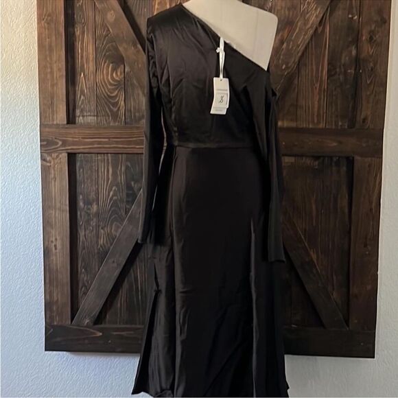 Nwt Jasambac Off one Shoulder Cocktail Party Wedding Guest Satin Dress XL - Picture 7 of 13